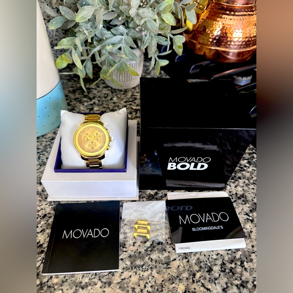 Movado BOLD Gold Chronograph Wrist Watch
